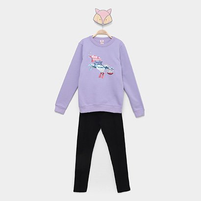 Conjunto Infantil Longo Brandili Blusa e Legging Unicórnio Paetê Menina - Feminino