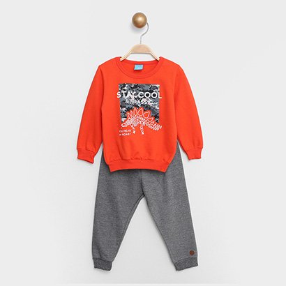 Conjunto Infantil Longo Kamylus Blusa e Calça Moletom Jurassic Menino - Masculino
