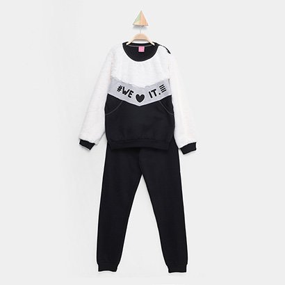 Conjunto Infantil Longo Kamylus Blusa Manga Longa e Calça Moletom We Love It Menina - Feminino