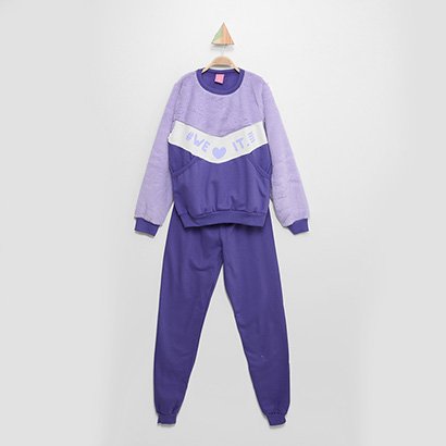 Conjunto Infantil Longo Kamylus Blusa Manga Longa e Calça Moletom We Love It Menina - Feminino