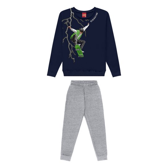 Conjunto Infantil Longo Kyly Moletom Peluciado Skate Generation Menino