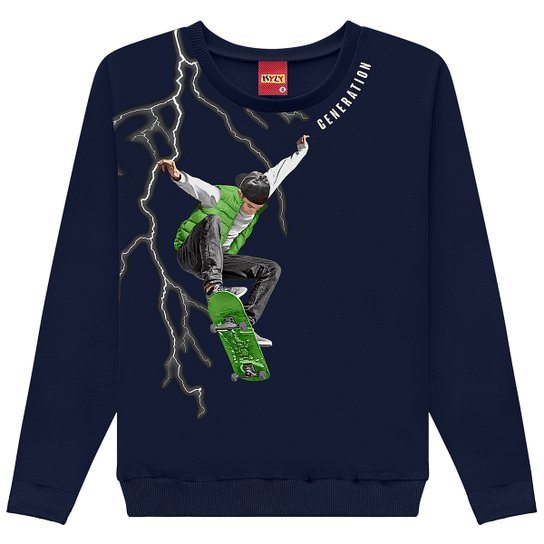 Conjunto Infantil Longo Kyly Moletom Peluciado Skate Generation Menino