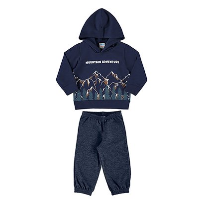 Conjunto Infantil Longo Marlan Estampado Com Capuz Menino - Masculino
