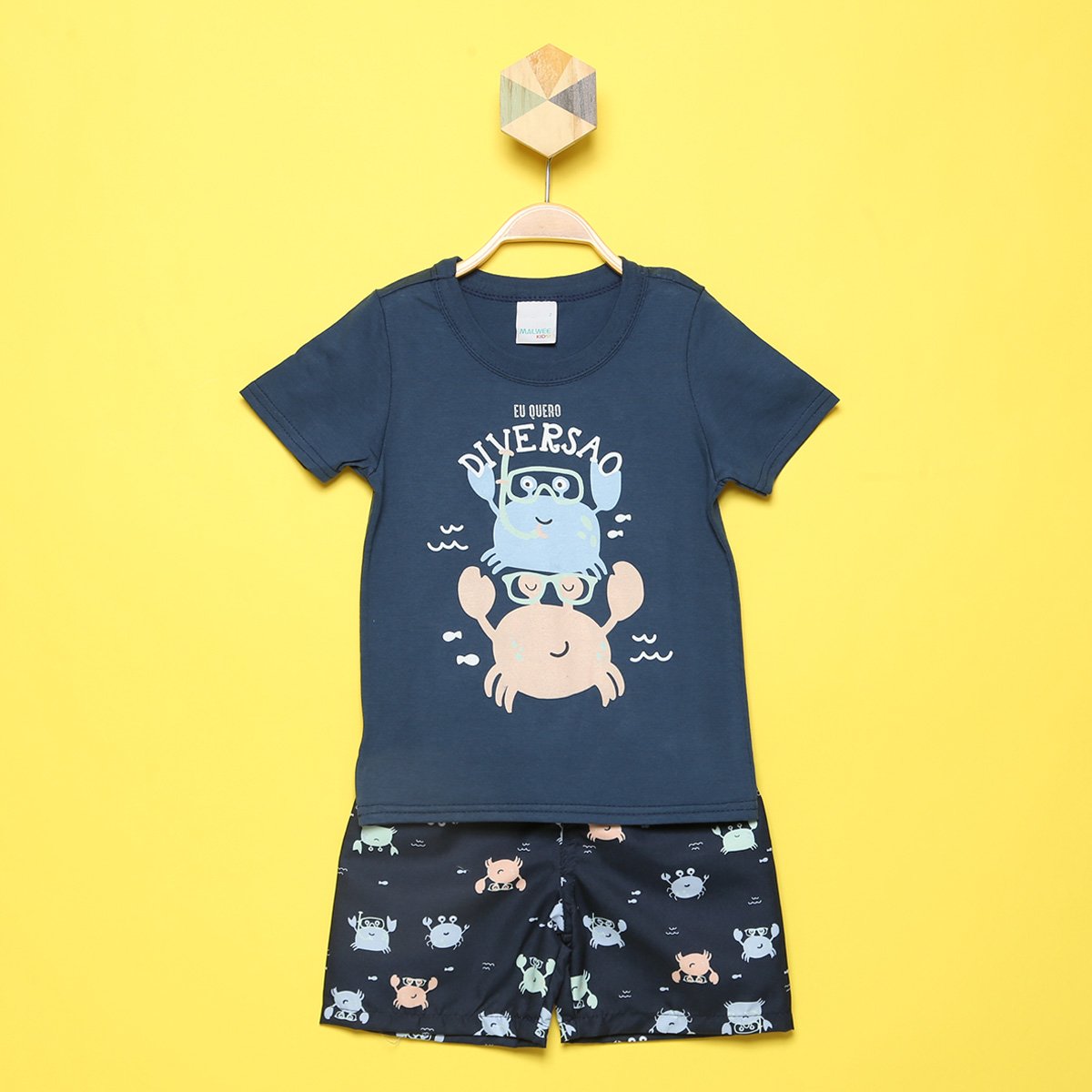 Conjunto Infantil Malwee Camiseta+Bermuda Tactel Masculino - Verde escuro Menor preço em Conjunto Infantil Malwee Camiseta+Bermuda Tactel Masculino - Verde escuro