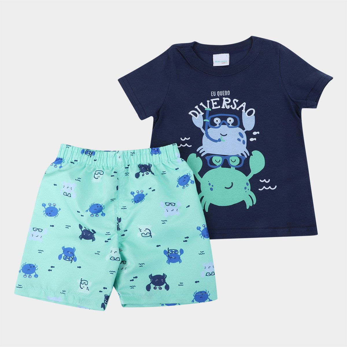 Conjunto Infantil Malwee Camiseta+Bermuda Tactel Masculino - Marinho Menor preço em Conjunto Infantil Malwee Camiseta+Bermuda Tactel Masculino - Marinho
