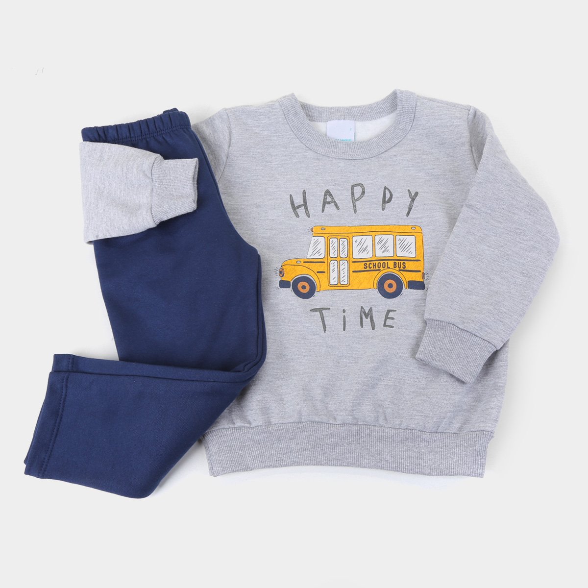 Conjunto Infantil Malwee Moletom Peluciado Estampado Masculino - Mescla Menor preço em Conjunto Infantil Malwee Moletom Peluciado Estampado Masculino - Mescla