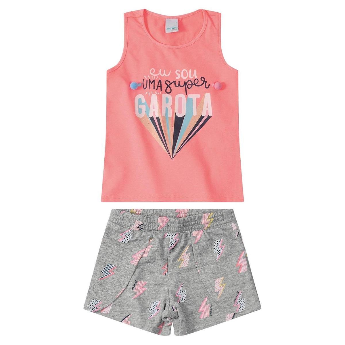 Conjunto Infantil Malwee Super Garota Feminino - Pink Menor preço em Conjunto Infantil Malwee Super Garota Feminino - Pink
