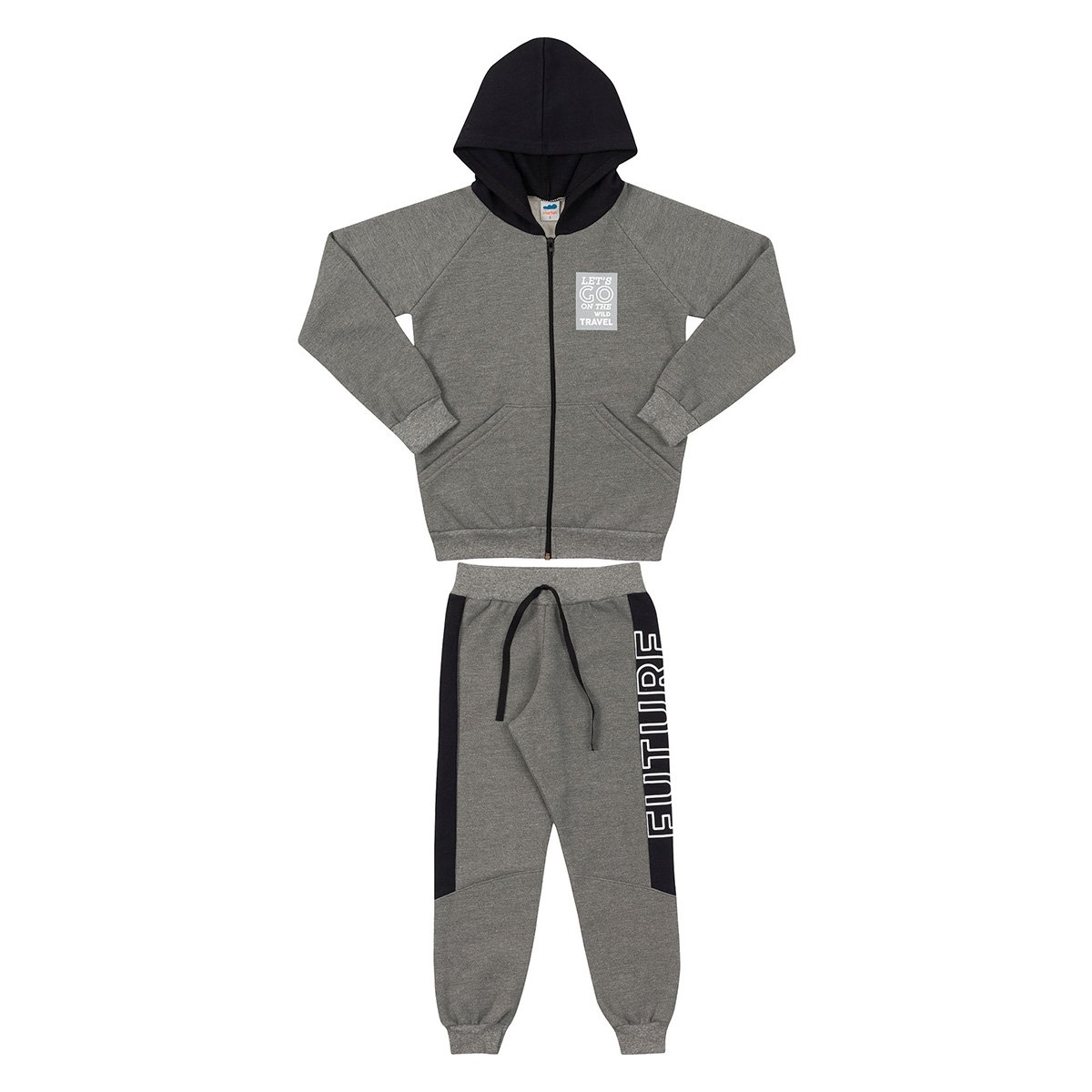 Conjunto Infantil Marlan Future C/ Capuz Masculino - Mescla Menor preço em Conjunto Infantil Marlan Future C/ Capuz Masculino - Mescla