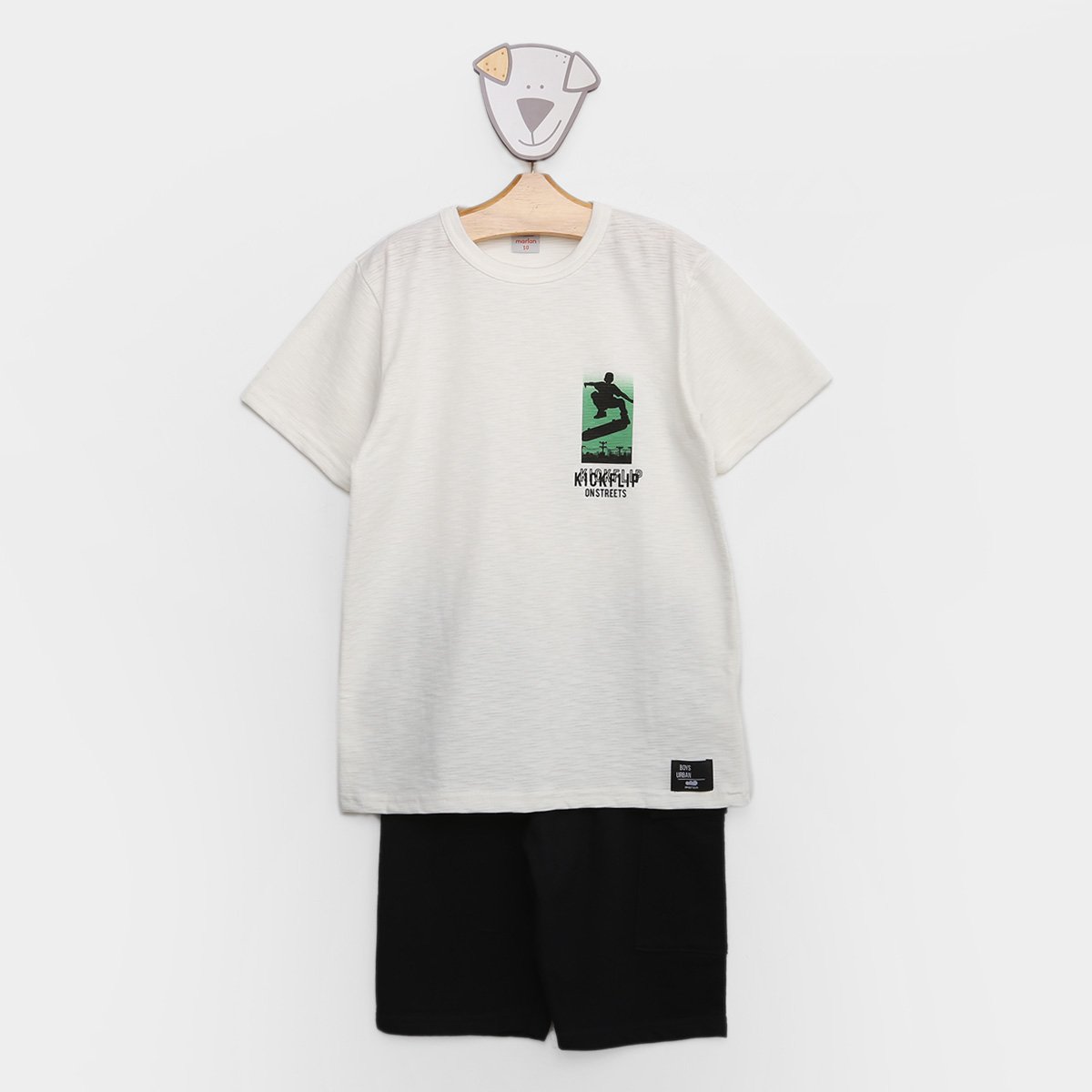 Conjunto Infantil Marlan Skate Camiseta + Bermuda Menino - Bege Menor preço em Conjunto Infantil Marlan Skate Camiseta + Bermuda Menino - Bege