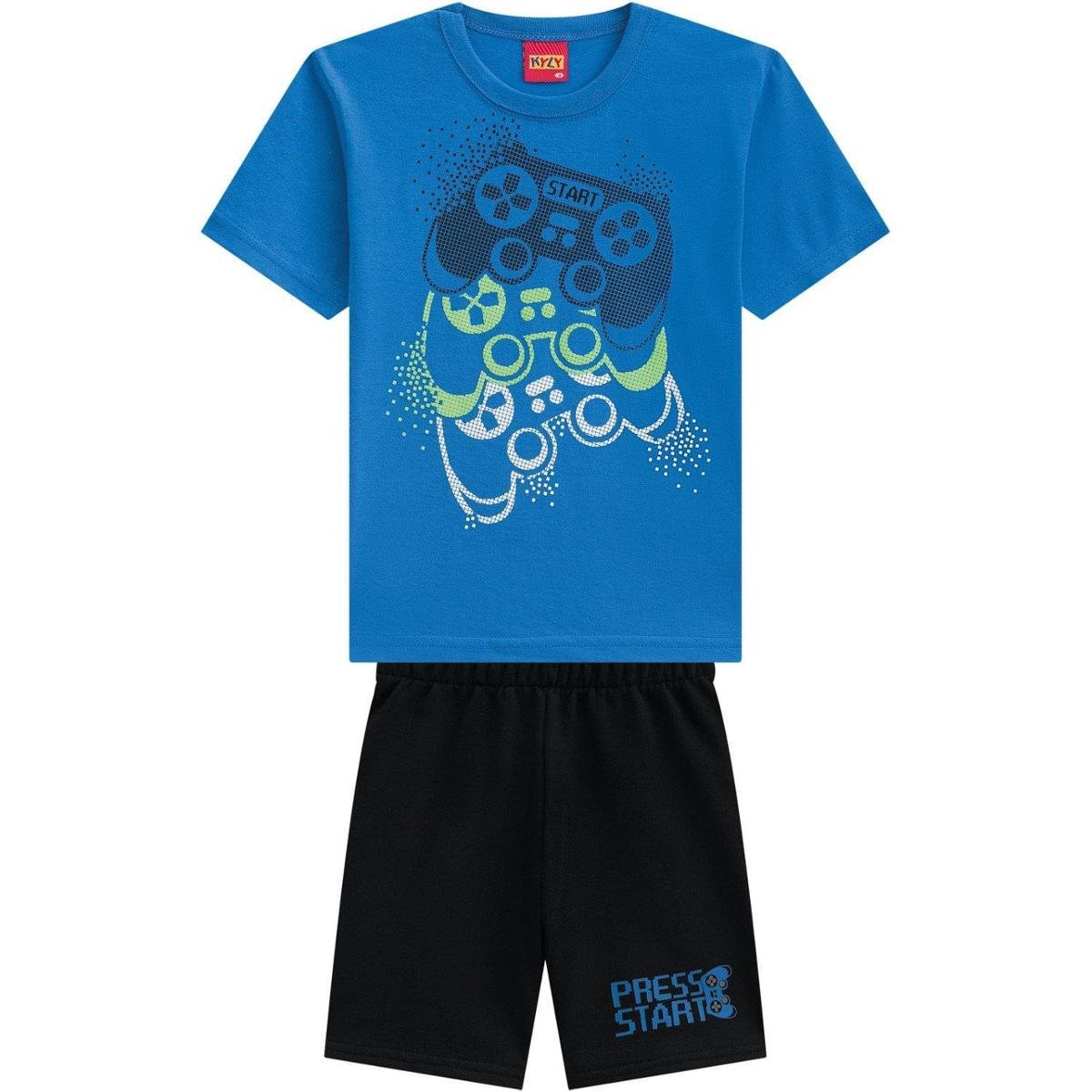 Conjunto Infantil Masculino Camiseta + Bermuda Kyly 111583.4372.1 Kyly - Azul+Preto Menor preço em Conjunto Infantil Masculino Camiseta + Bermuda Kyly 111583.4372.1 Kyly - Azul+Preto