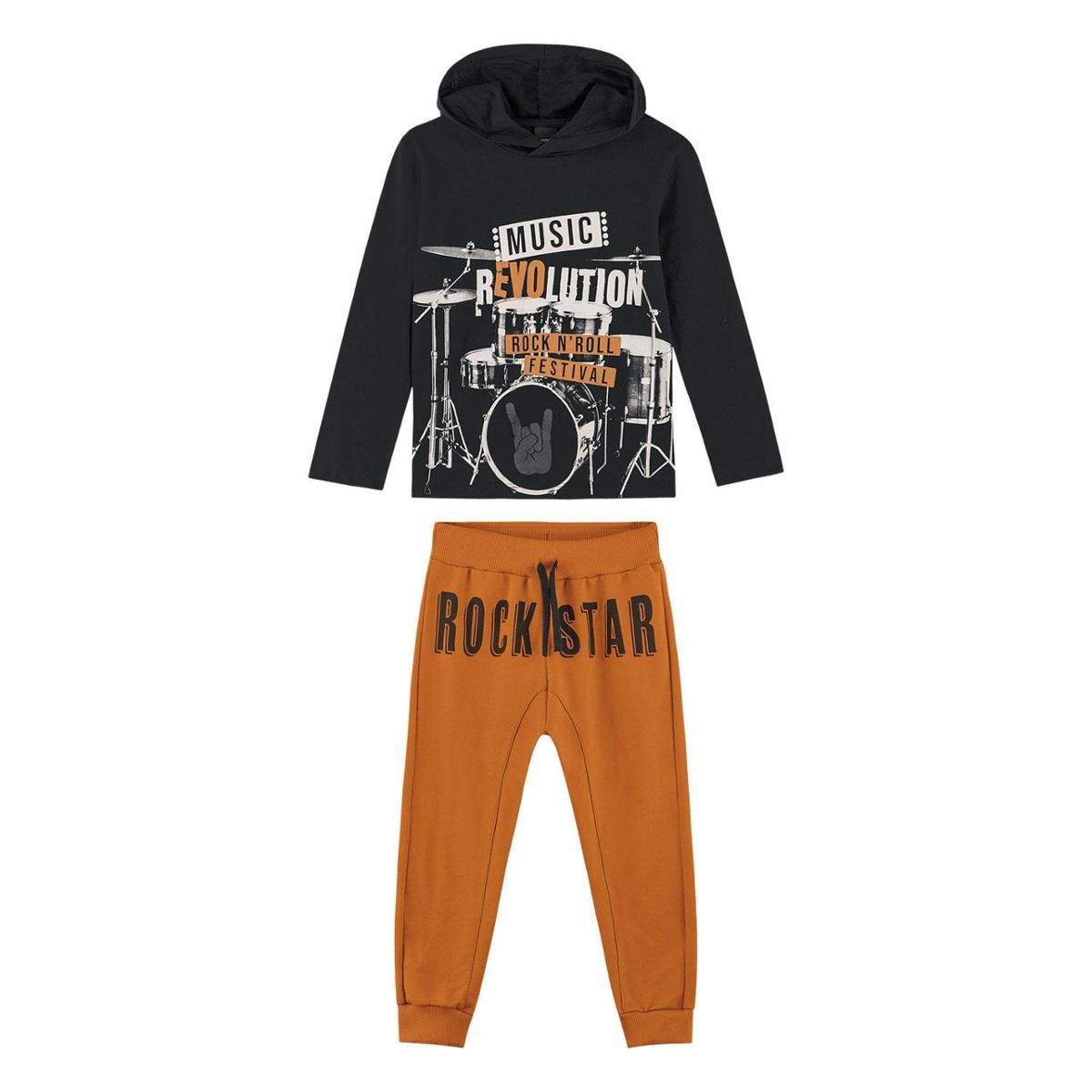 Conjunto Infantil Masculino Camiseta + Calça Lemon Kids 81244.0001.10 Lemon Kids - Preto+Laranja Menor preço em Conjunto Infantil Masculino Camiseta + Calça Lemon Kids 81244.0001.10 Lemon Kids - Preto+Laranja