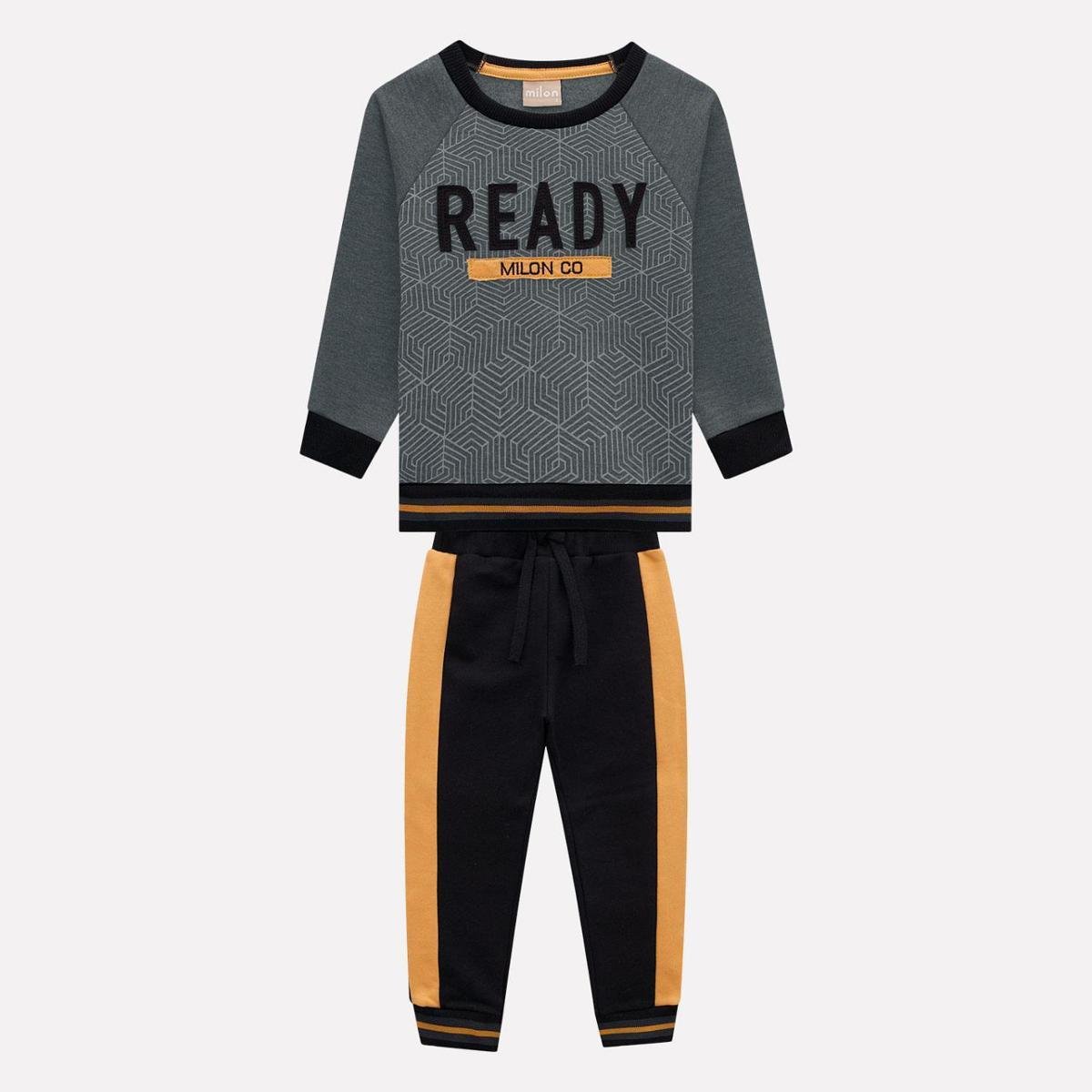 Conjunto Infantil Masculino Casaco + Calça Milon 13012.0467.6 Milon - Cinza+Preto Menor preço em Conjunto Infantil Masculino Casaco + Calça Milon 13012.0467.6 Milon - Cinza+Preto