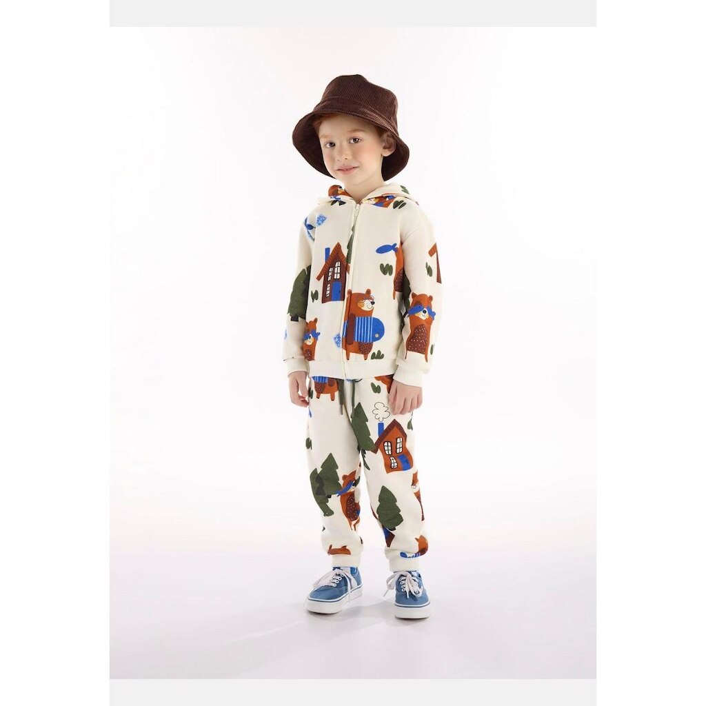 Conjunto Infantil Masculino com Jaqueta e Calça Urso Amigo Três e Já