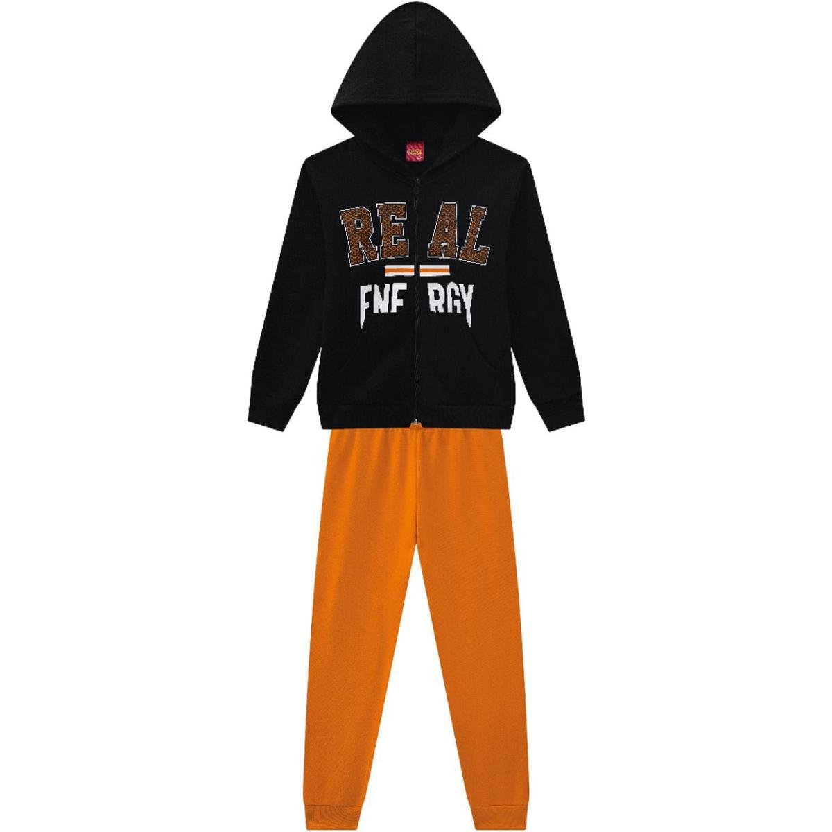 Menor preço em Conjunto Infantil Masculino Jaqueta + Calça Kyly 207756.6826.6 Kyly - Preto+Laranja