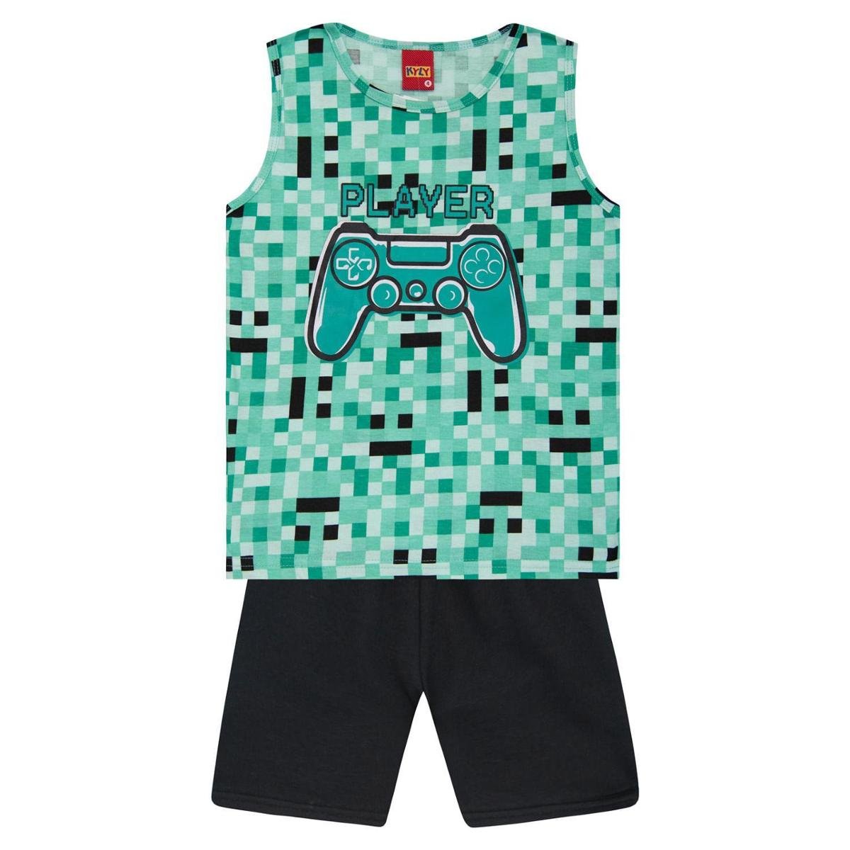 Conjunto Infantil Masculino Regata + Bermuda Kyly 138268.0467.8 Kyly - Verde+Cinza Menor preço em Conjunto Infantil Masculino Regata + Bermuda Kyly 138268.0467.8 Kyly - Verde+Cinza