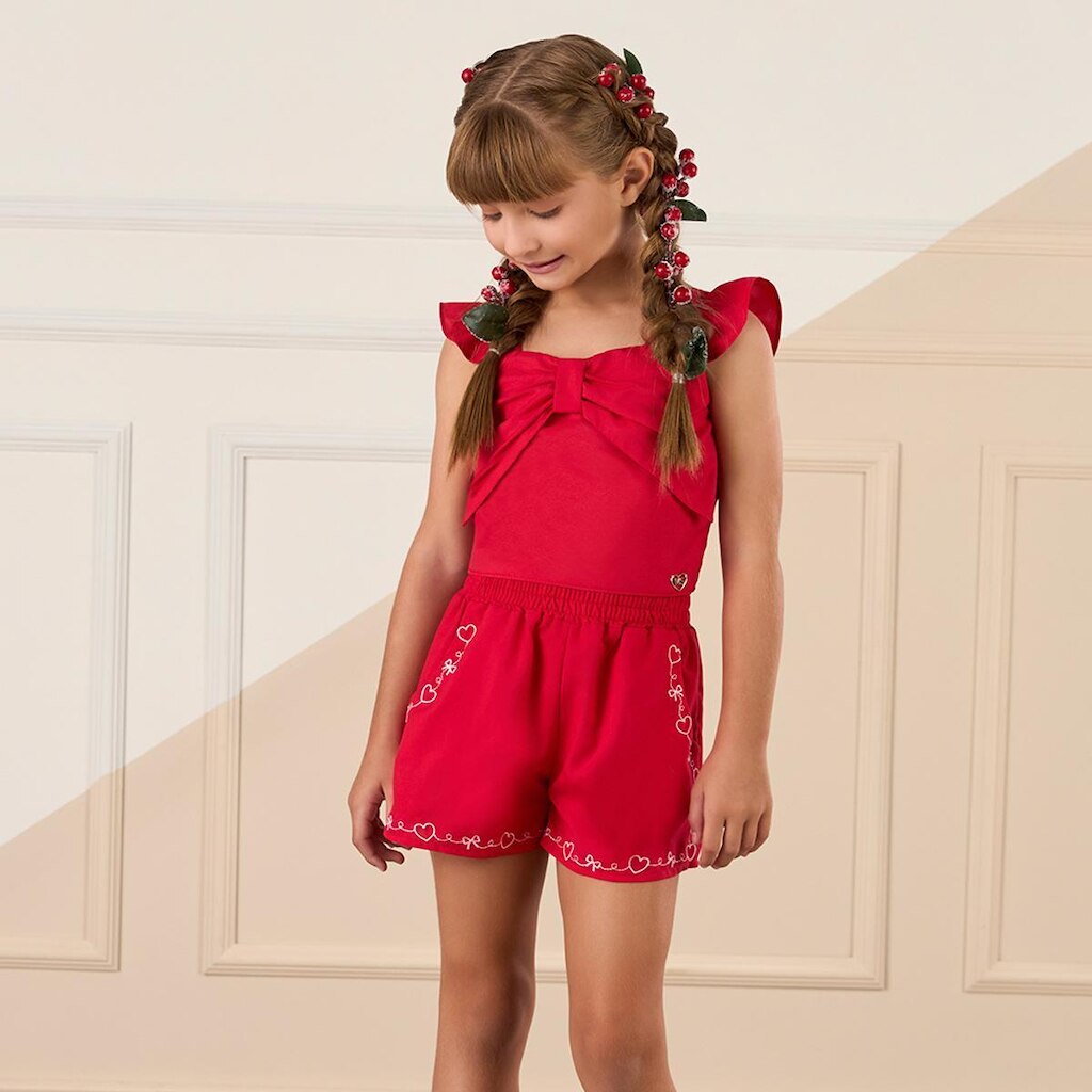 Conjunto Infantil Menina 2025 Happy Time Vermelho Mon Sucré