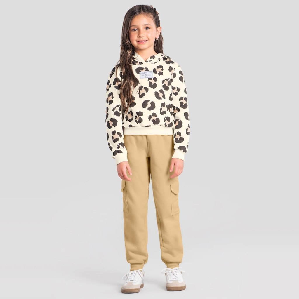 Conjunto infantil menina animal print em moletom Brandili