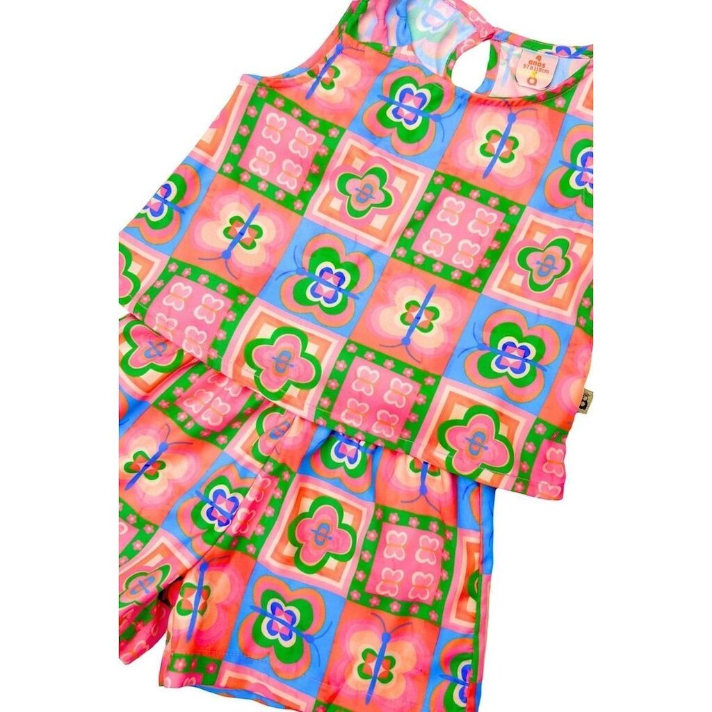 Conjunto Infantil Menina Azulejo Borboletes Alphabeto Rosa