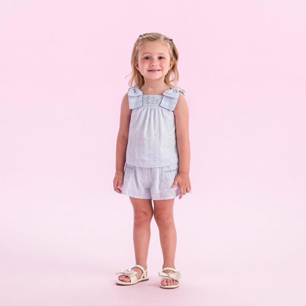 Conjunto Infantil Menina Blusa Com Laço/Shorts Petit Cherie