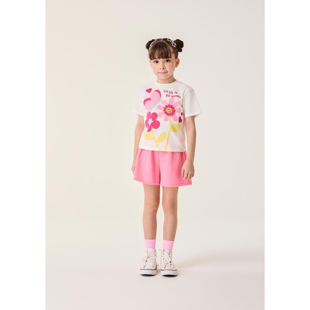 Conjunto Infantil Menina Blusa Estampa Flores/Shorts Bimbi