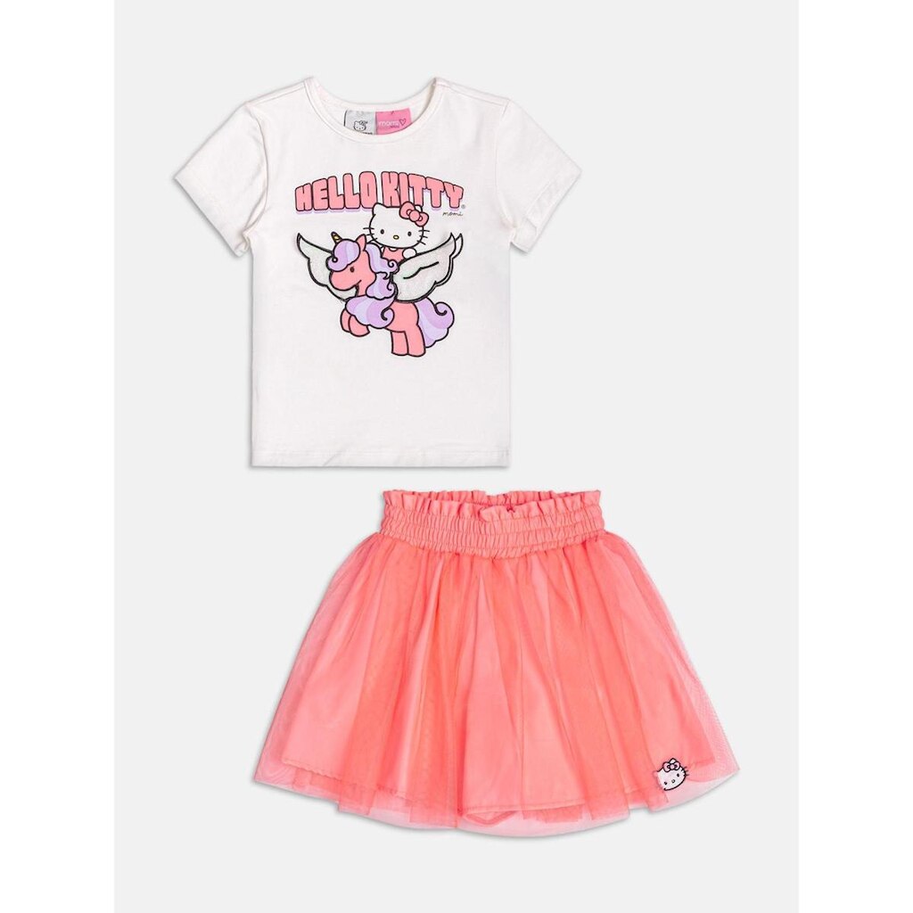 Conjunto Infantil Menina Blusa/Saia Tule Momi Hello Kitty