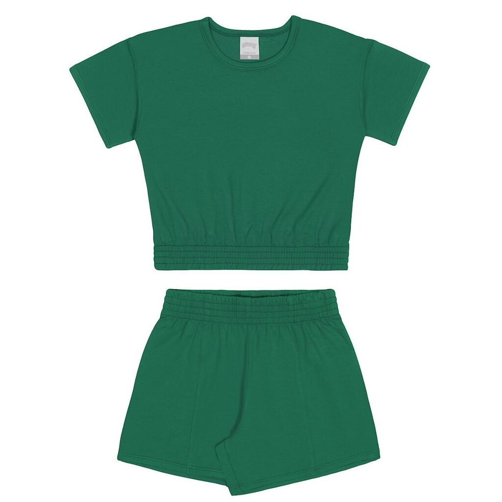 Conjunto Infantil Menina Blusa/Short Verde Alakazoo