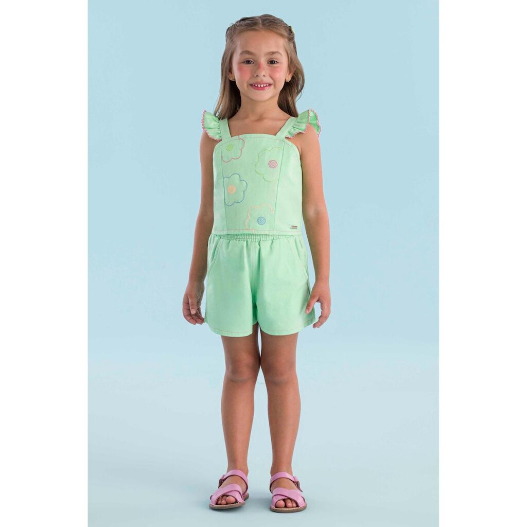 Conjunto Infantil Menina Blusa/Short Verde Candy Mon Sucré