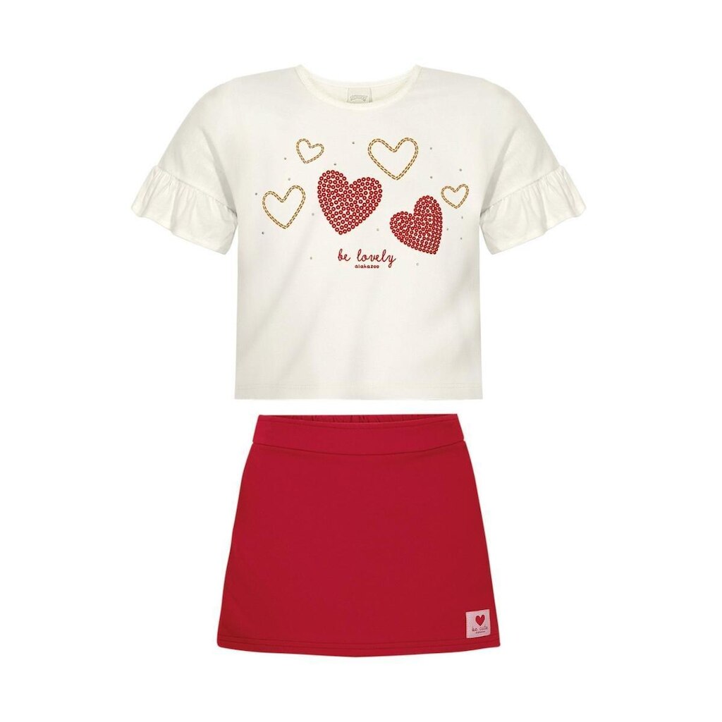 Conjunto Infantil Menina Blusa/Shorts Saia Vermelho Alakazoo