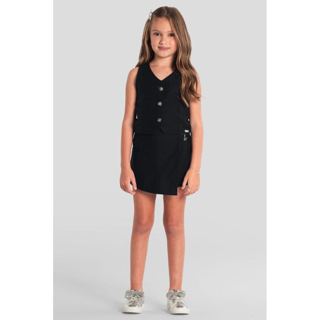 Conjunto infantil menina com colete Mundi