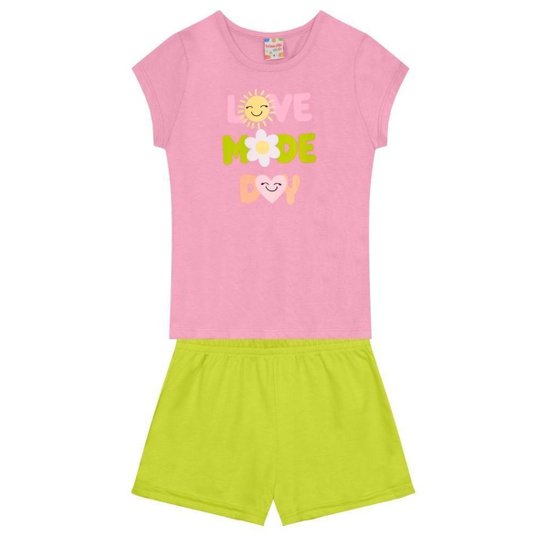 Conjunto infantil menina com estampa em puff Brandili