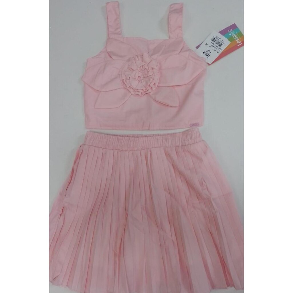 Conjunto Infantil Menina Cropped Shorts Saia Verão LessaKids