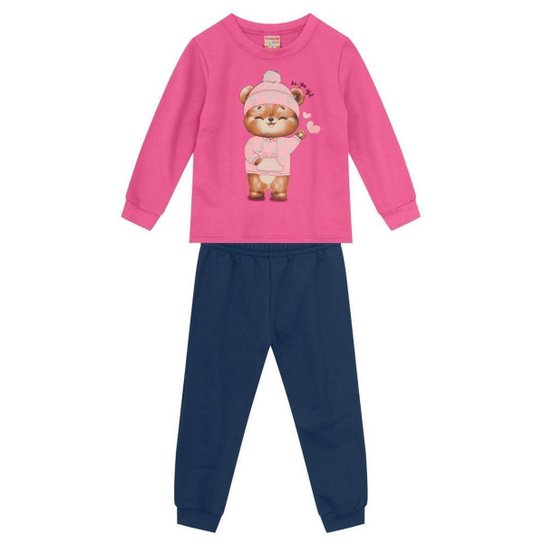 Conjunto infantil menina de ursinho Brandili