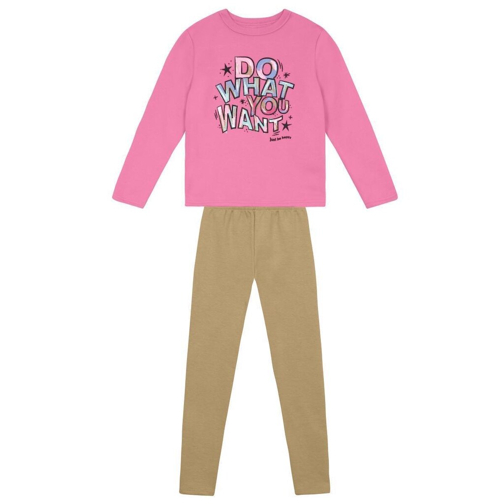 Conjunto infantil menina em moletom peluciado Brandili
