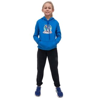 Conjunto Infantil Menina Estampa Unicornia Colorida Blusa Canguru e Calça Moletom Toque Macio