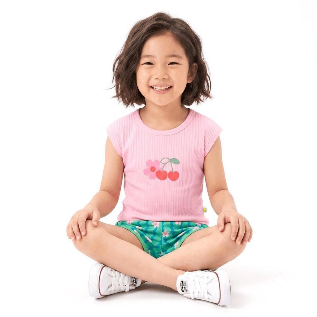 Conjunto Infantil Menina Flor e Ondinha Rosa Alphabeto
