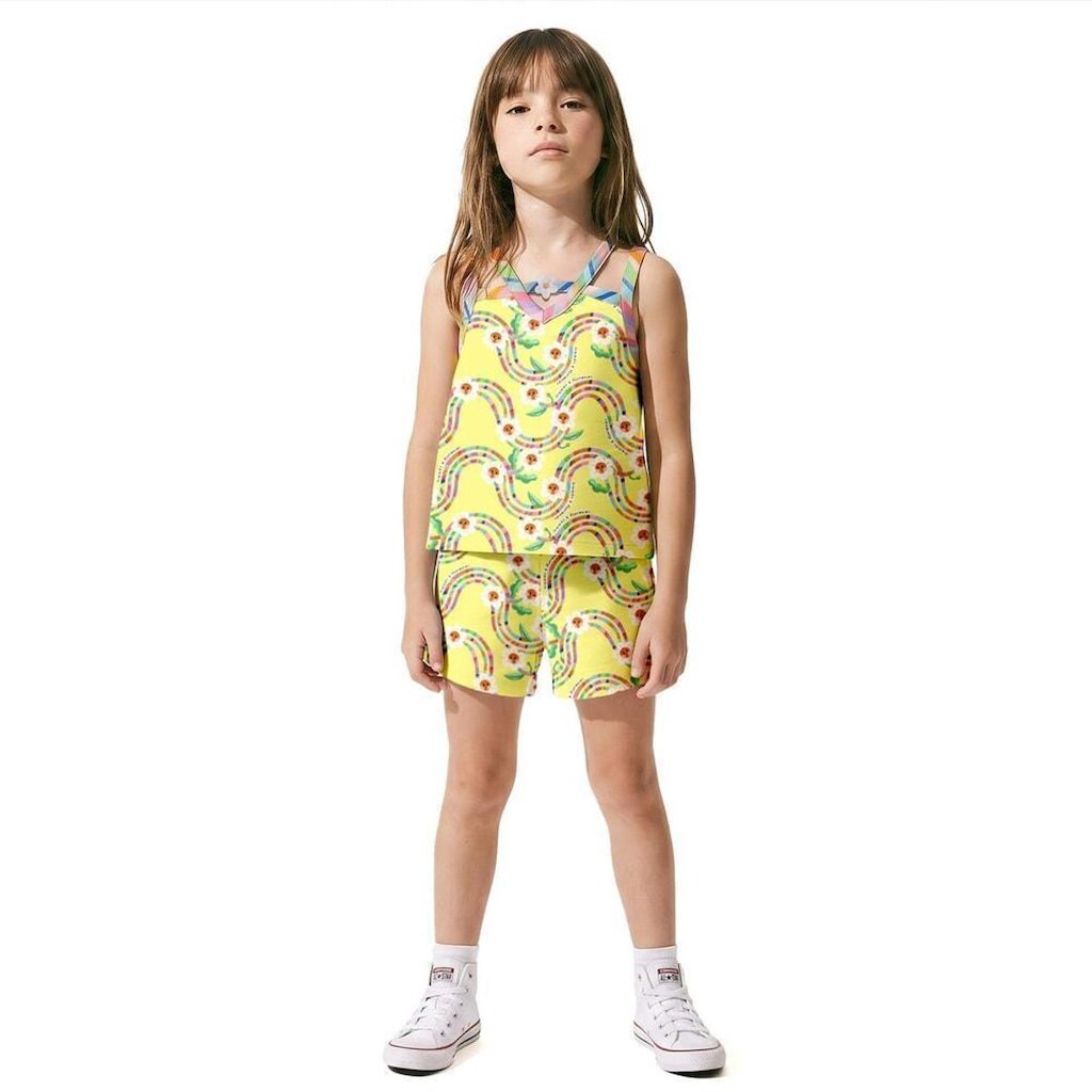 Conjunto Infantil Menina Florescer Alphabeto Amarelo