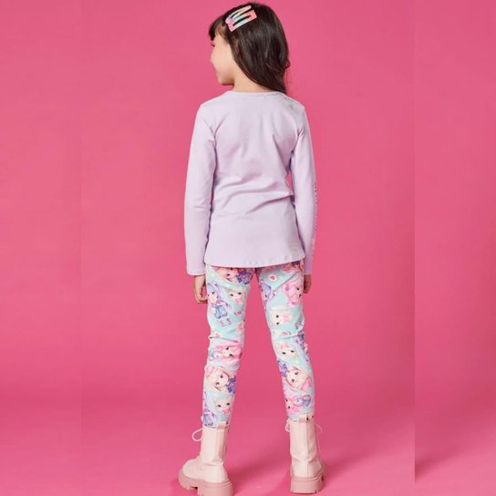 Conjunto Infantil Menina Inverno Blusa Mangas Longas E Legging Fashion Tam 2 a 14 - Kukiê