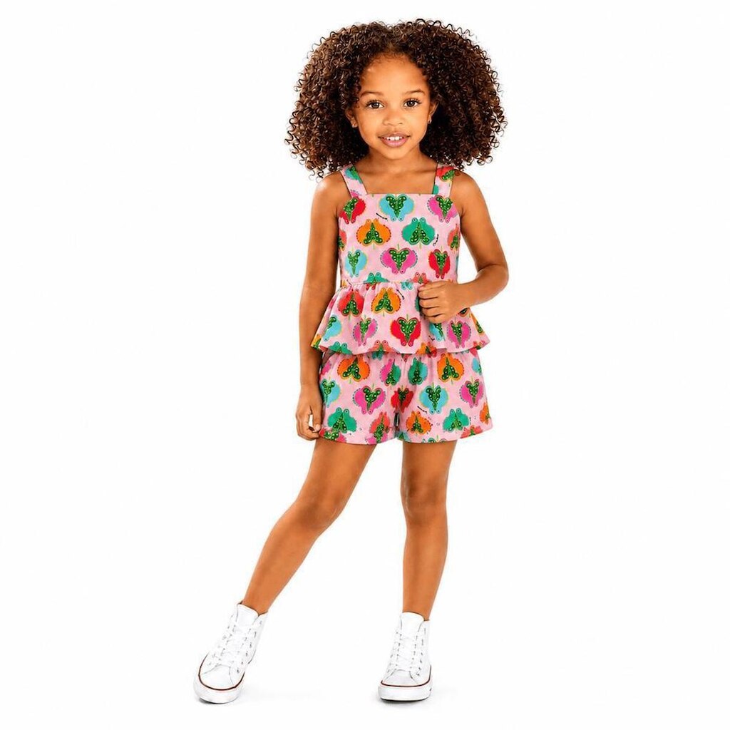 Conjunto Infantil Menina Love Dino Rosa Alphabeto