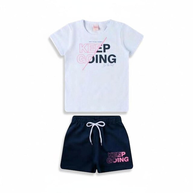 Conjunto Infantil Menina Manga Curta Arrumadinhos Keep Going