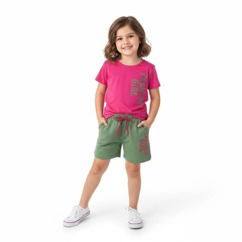 Conjunto Infantil Menina Manga Curta Arrumadinhos Keep Going