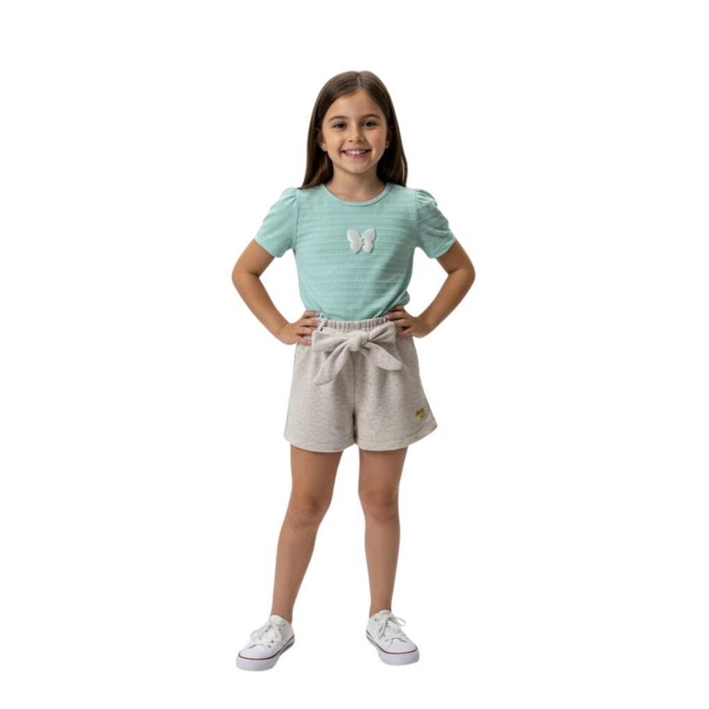 Conjunto Infantil Menina Manga Curta Baby Vest Borboleta