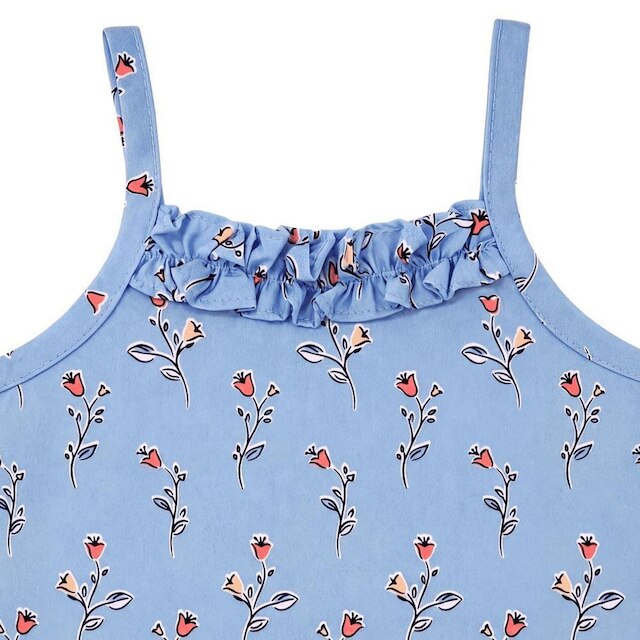 Conjunto Infantil Menina Micro Floral Alphabeto Azul