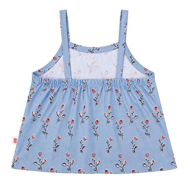 Conjunto Infantil Menina Micro Floral Alphabeto Azul