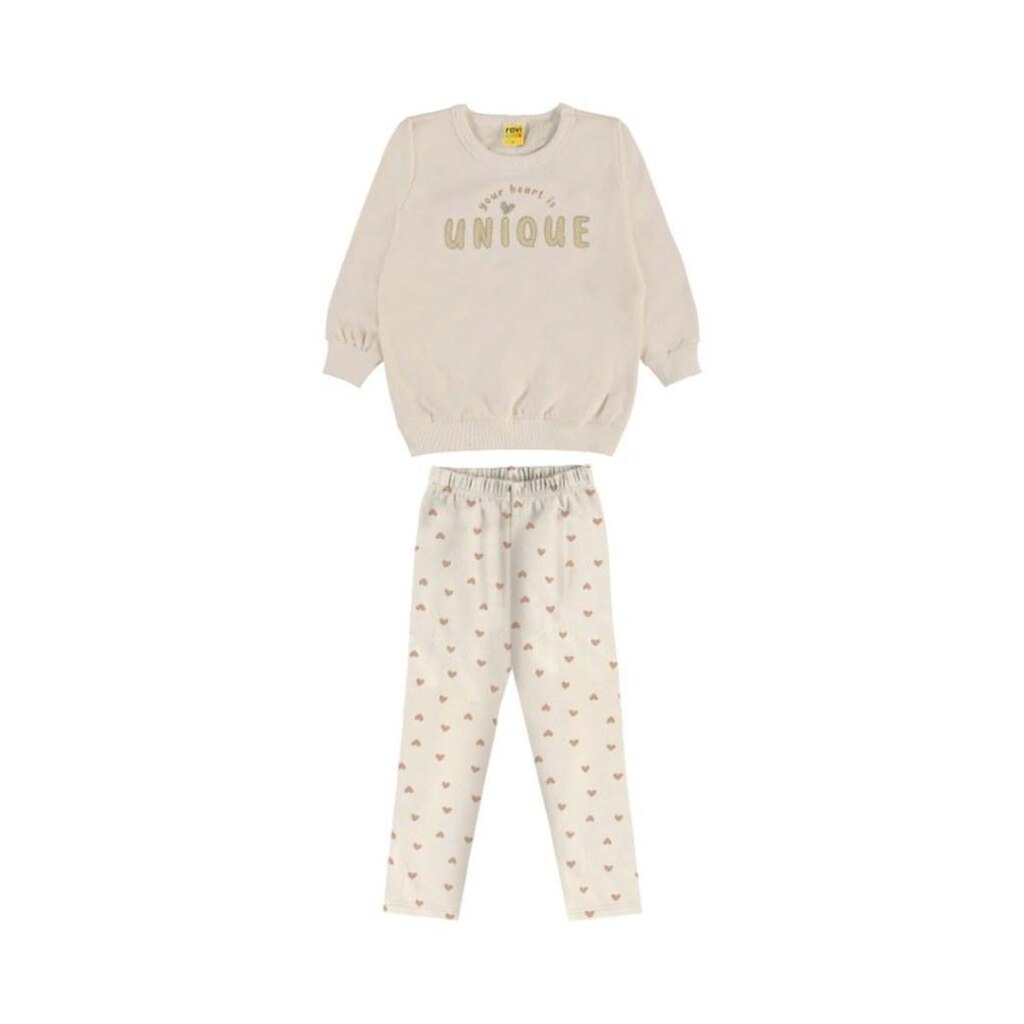 Conjunto Infantil Menina Moletom Manga Longa Estampado Rovitex
