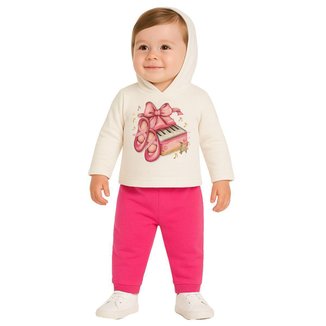 Conjunto Infantil Menina Moletom Peluciado Com Capuz Kyly