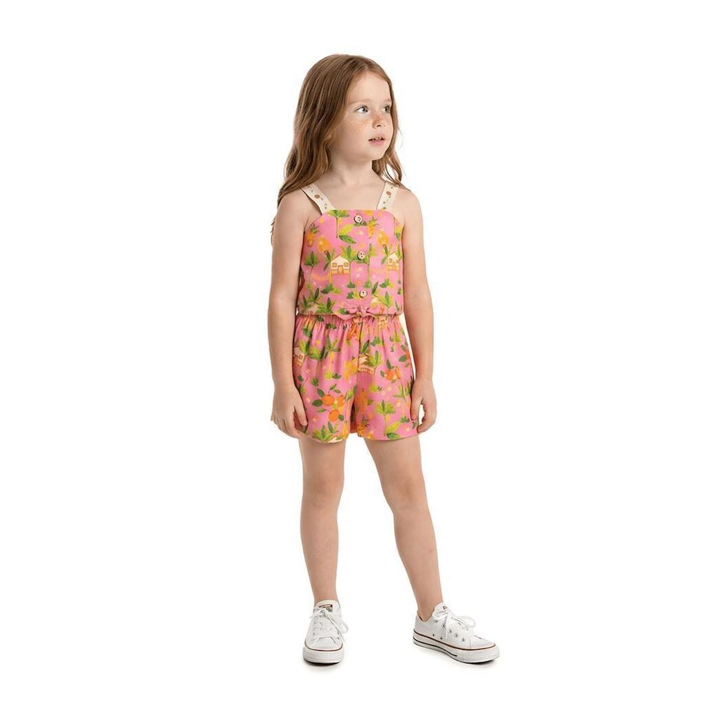 Conjunto Infantil Menina Pé de Fruta Alphabeto Rosa