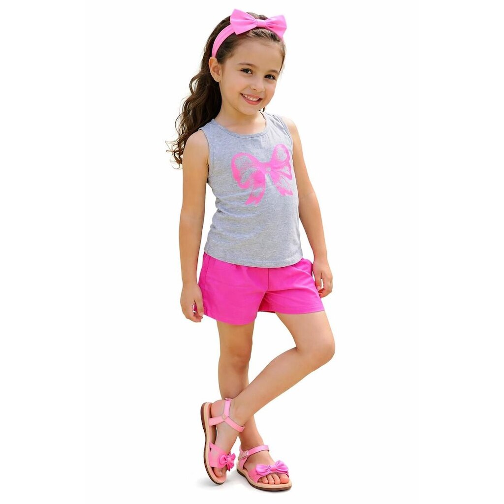 Conjunto Infantil Menina Regata com Laço e Shorts em Tactel 4YOU- Cativa