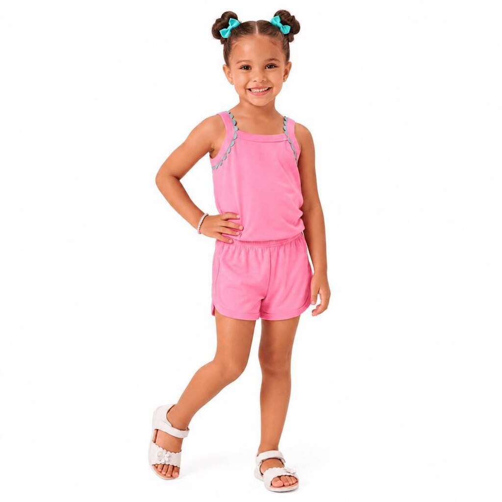 Conjunto Infantil Menina Sianinha Alphabeto Rosa Medio