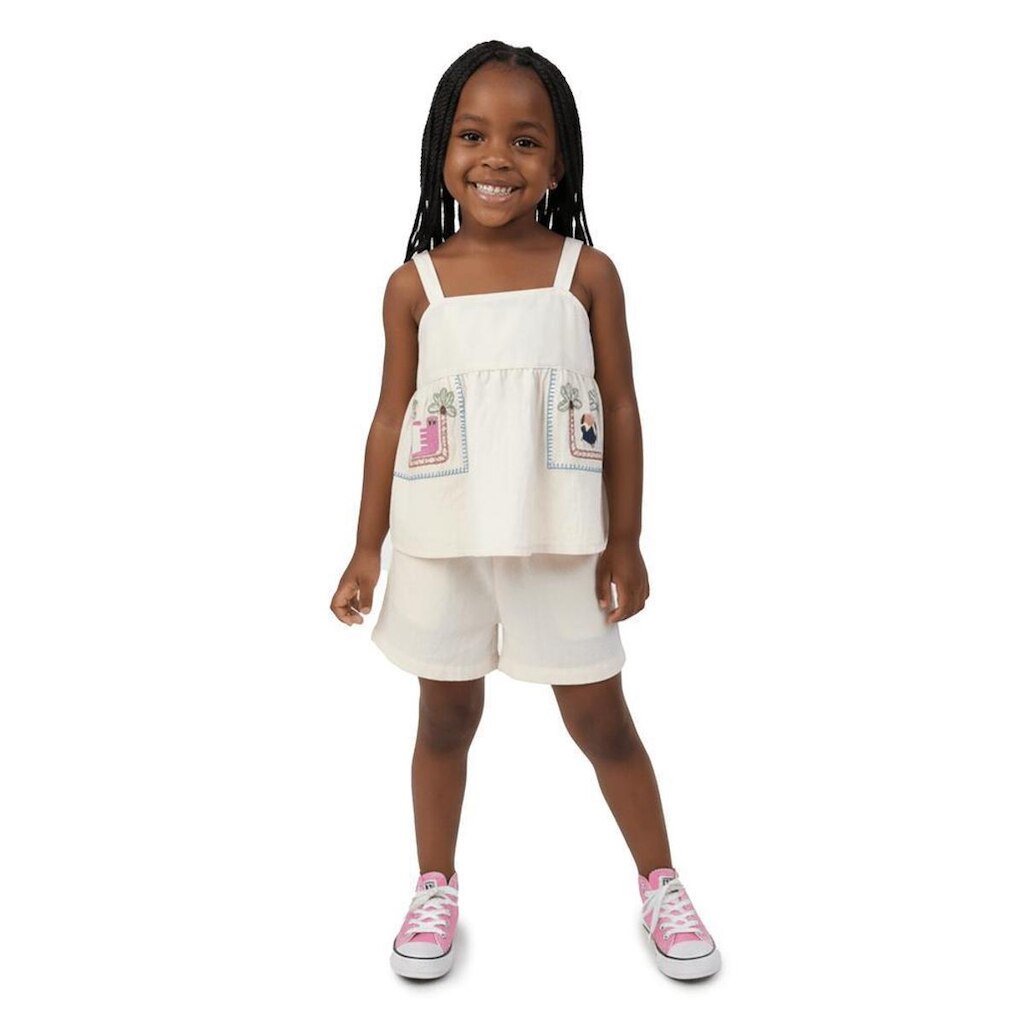 Conjunto Infantil Menina Solar Alphabeto Off White