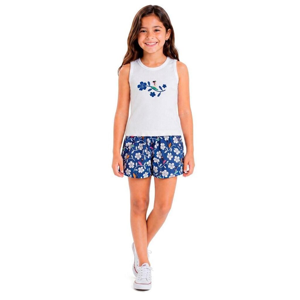 Conjunto Infantil Menina Surf das Flores Azul Alphabeto